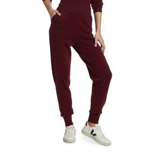 NAADAM Women's 100% Cashmere Joggers Pants Sweatpants Solid Bordeaux Small Size